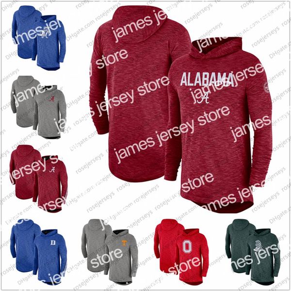 Vestes d'extérieur Sweats à capuche pour hommes NCAA Alabama Crimson Tide 2019 Sideline Haut de performance à capuche à manches longues Gris chiné Rouge Siz237P