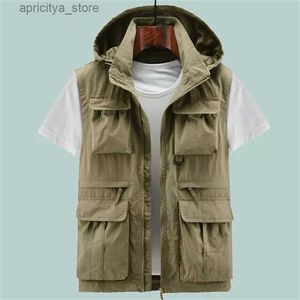 Outdoor Jackets Hoodies Mens Militaire Nylon Vest Jacket Quick-Dry Multipockets Work Waistcoat Summer Spring Vissen Hiking Reporter Chalecos 6XL L48