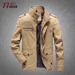 Outdoor Jackets Hoodies Militaire jas Men Casual Slim Stand Kraag Meerdere zakken Katoenjacks Mannelijke buitenfunctie Tactische kleding Heren Coats 0104