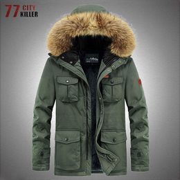 Vestes d'extérieur à capuche Parkas militaires hommes hiver doublure en laine épaisse coupe-vent veste à capuche manteaux hommes extérieur multi-poches vestes tactiques taille 8XL 0104