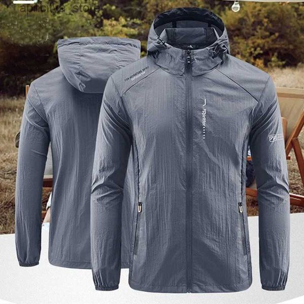 Capianas de chaquetas al aire libre Nuevo al aire libre chaqueta seca rápida y protectora de verano verano hombres livianos caminando ciclismo de pesca deportes con capucha ultra ultra luz l48