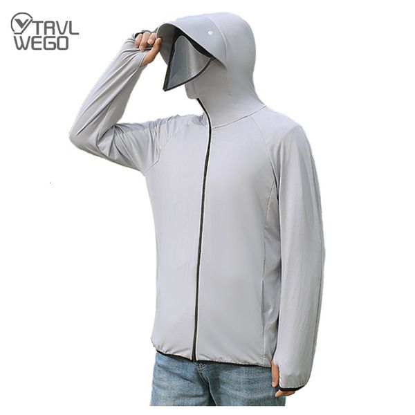 Vestes d'extérieur Sweats à capuche TRVLWEGO randonnée à manches longues à capuche été AntiUV chemise à séchage rapide vêtements hommes masque de protection veste mince sweat de plage 230926