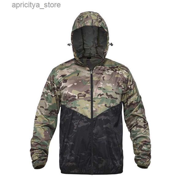 Vestes extérieures Hoodies vestes tactiques ultra légères pour hommes camouflage camouflage armée de combat de l'armée veste d'été de randonnée militaire sèche rapide