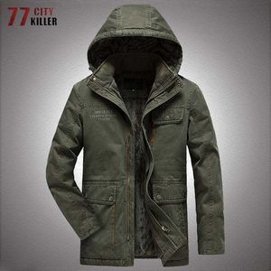 Outdoor Jackets Hoodies Winter Hapleed Jacket Men Militaire wollen voering Dikke Warm Windscheper Lagen Outdoor Multi-pocket Lading Jackets Jaqueta Masculina 0104