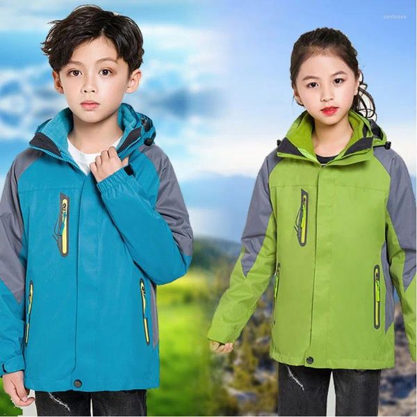 Vestes d'extérieur enfant hiver veste imperméable enfants coupe-vent Softshell pluie polaire manteau chaud randonnée Camping garçon fille ski