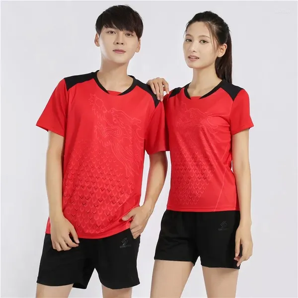 Chaquetas al aire libre Ropa de tenis de mesa Conjunto para hombres y mujeres Tops de entrenamiento de manga corta Servicio de Dragon Boat Traje de carreras de secado rápido Personalizable