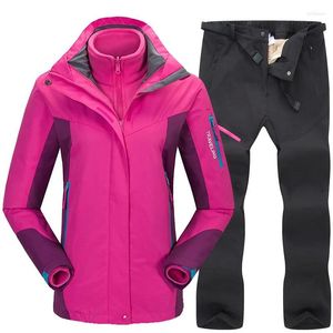 Chaquetas al aire libre con traje de esquí de invierno para mujer, chaqueta de senderismo, pantalones gruesos, cálidos, a prueba de viento, impermeables, esquí en nieve y conjuntos de Snowboard