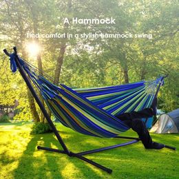 Grand hamac portable portable à l'intérieur double hamac de camping coule de couchage toile suspendue chaise de lit jardin swing 240417