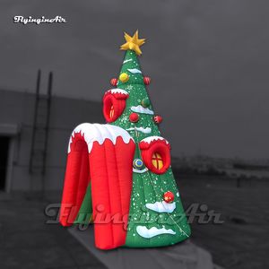 Inflatable Green Christmas Tree House Dome Tent - Large Airblown Yard Decoration with Ornaments for Outdoor Garden
