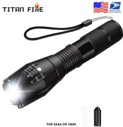 Lampe de poche à LED extérieure 2000lm Ultra Bright Linterna Torch imperméable T6 Camping Lights 5 Modes Zoomable Light3734246