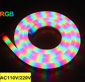 Tira de letrero de neón flexible LED para exteriores, luces de tubo suave RGB 80leds/m AC 110V 220V, letrero LED de decotación de puente de construcción, envío gratis