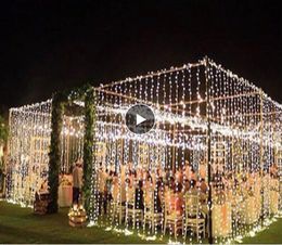 Buiten LED Icicle String Fairy Lights Christmas Decorations For Garden Home Decor Wedding Gordijn Street Lights 6x3/3x3/3x1m