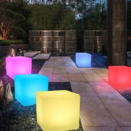 Buiten LED verlichte meubels Cube Chair Bar Light Party Wedding KTV Pub Bar Luminous Led Led Cube Stoel stoel Light2750