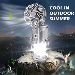 Buiten LED Solar Lantern Camping Lanterns met fan oplaadbare lamp tent lichte power bank outdoor lamp