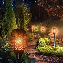 Extérieur LED Solaire Pelouse Torche Lumière Étanche Jardin Lampes Cour Paysage Danse Flamme Scintillante 96 LED Décor Éclairage