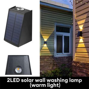 Outdoor LED Solar Wandlamp Waterdicht Tuin 2led Op en neer Decoratie Villa Binnenplaats Veranda Trap Hek Wandlamp