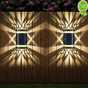 Outdoor LED Solar Wall Lights Waterproof Garden Fence Lights For Garden Lawn Landscape Yard Patio Driveway Walkway Lighting