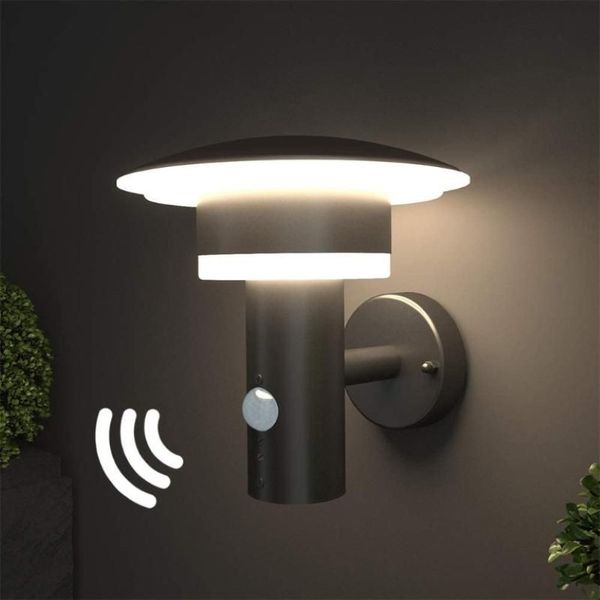 Applique murale LED d'extérieur avec capteur de mouvement et interrupteur, en acier inoxydable, avec capteur PIR, lampe énergétique de classe A, 237w