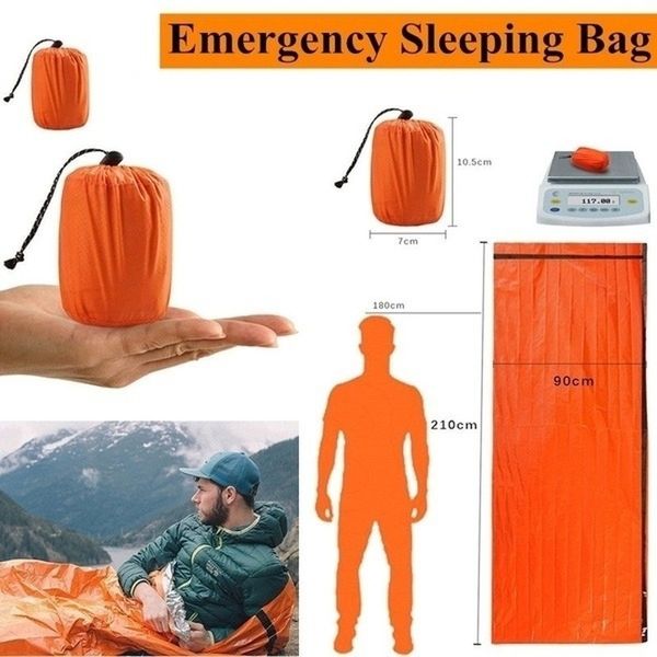 Vie en plein air bivouac sacs de couchage d'urgence thermique garder au chaud imperméable Mylar premiers soins couverture d'urgence Camping équipement de survie