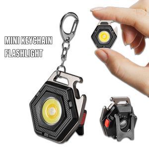 Outdoor Lighting Mini Camping Light LED Flashlight Lantern USB Charging COB Keychain Work Light Floodlight with Strong Magnet IP64 Waterproof