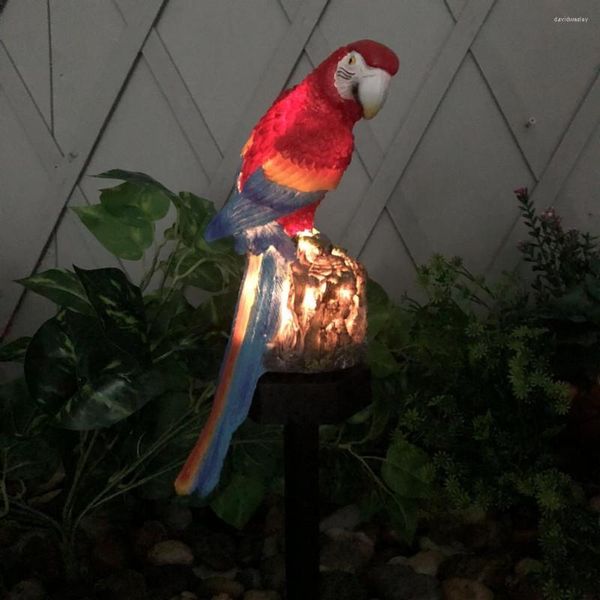 Iluminación al aire libre lámpara de césped con forma de loro con energía solar impermeable para el patio de jardín decoración de la fiesta navideña