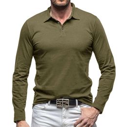 T-shirt à manches longues en plein air pour l'automne et le nouveau polo en coton pur pour hommes avec collier de polo