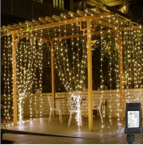 Cortina LED de bajo voltaje para exteriores, cadena de luces de carámbano, fondo LED impermeable, lámpara de decoración para fiesta familiar de Navidad