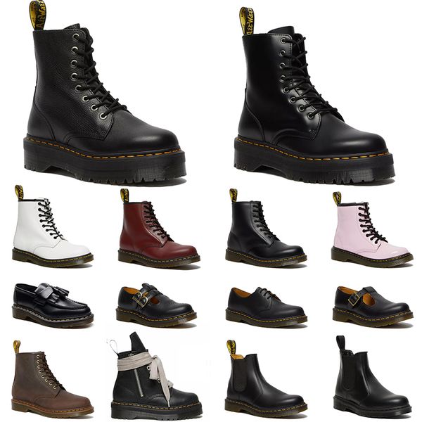 Martins al aire libre botas de diseñador para mujer Plataforma AirWair Tobillo Martin Bota Alta Doc Martens Hombres Jadon Cuero liso Napa Clásico Mujer Botines Mocasín bajo Zapato deportivo