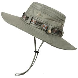 Chapeau de seau pour hommes en plein air léger respirant Protection UV Panama pliable 9 cm bord Safari chasse randonnée chapeau de pêche chapeau de soleil d'été 240220