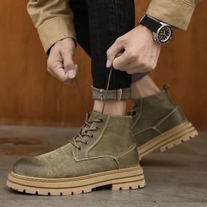 Outdoor Mannen Casual Ronde Neus Schoenen Mode Grijs Bruin Sneakers Mannen Leer Ademend Zacht Wandelschoenen Mannelijke Cowboy Laarzen 240106