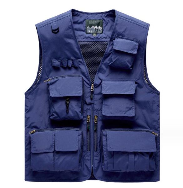 Gilet de pêche tactique d'extérieur pour hommes, veste multi-poches, vestes de voyage sans manches