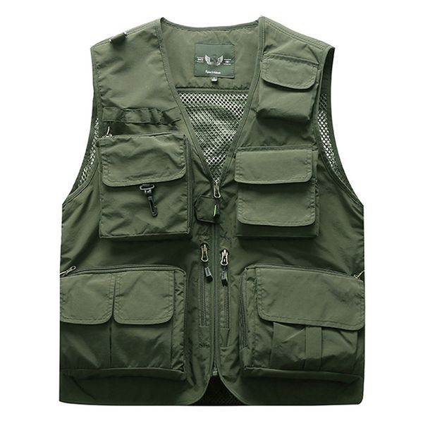 Gilet de pêche tactique d'extérieur pour hommes, veste multi-poches, vestes de voyage sans manches 5xl 6xl 7xl