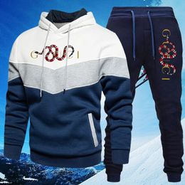 En plein air hommes sports d'hiver survêtement coupe-vent ensembles jogging sweat-shirt pantalon chaud ski survêtement streetwear marque vêtements 240202