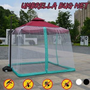 Buitengaas Cover Antimosquito Umbrella Mugo Net voor thuisbed camping dubbelzijdige rits Zwart Wit Y200417