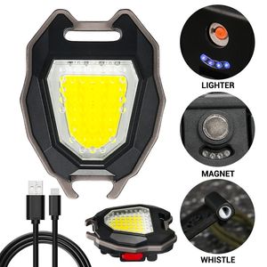 Outdoor Mini oplaadbare zaklamp zakje sleutelhanger sigarettenaansteker Cob licht met schroevendraaier sleutel tactische lantaarn