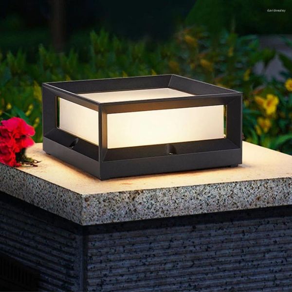 Poste de luz Solar moderno para exteriores, tapa de cubierta de valla LED, lámpara de columna de linterna impermeable IP54 para decoración de Patio y jardín