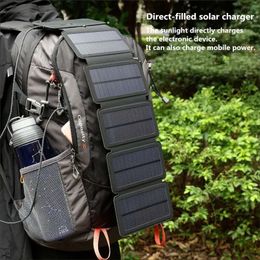 Panneau de charge solaire portable multifonctionnel en plein air pliable 5V 1A OUTPORT DE SORTIE USB TOUR CAMPING HIGH POWER 240516