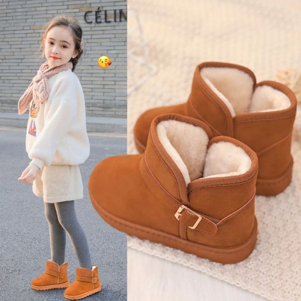 Nuevas botas cálidas de felpa para exteriores para bebés, botas de nieve a la moda para niños, zapatos de invierno para niños y niñas, botines grandes para niños