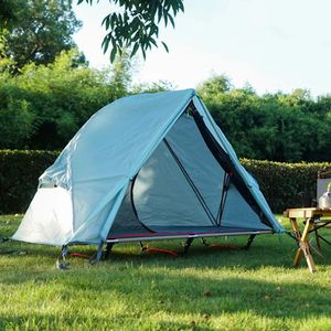 Extérieur hors de la tente au sol Camping portable célibataire UV résistant aux UV utilisé avec une randonnée de lit Équipement de survie 240422