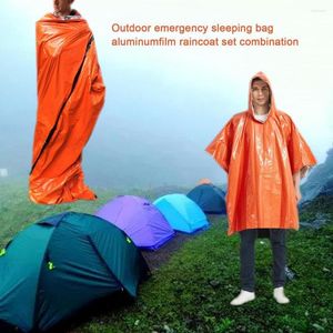 Coussinets d'extérieur 1 Set Poncho de survie Équipement de camping Garder au chaud Couverture thermique ultralégère Vêtements de pluie d'urgence pour