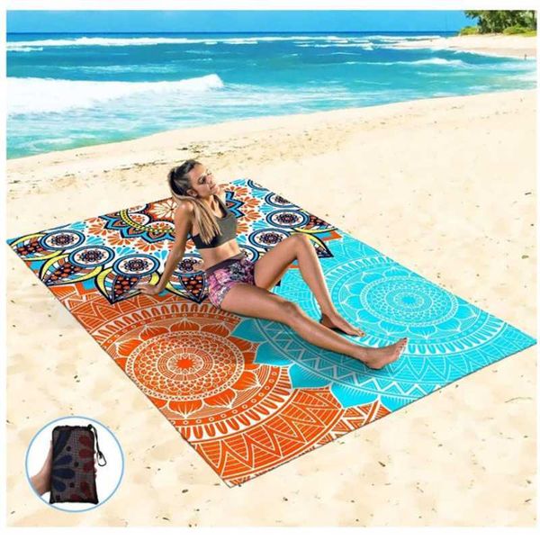 Tapis d'extérieur 140 * 200CM Poche en nylon Tapis de pique-nique Tapis de plage imperméable Camping Couverture de pique-nique Portable Pliant Extérieur Mini Tapis de pique-nique Pad P230508