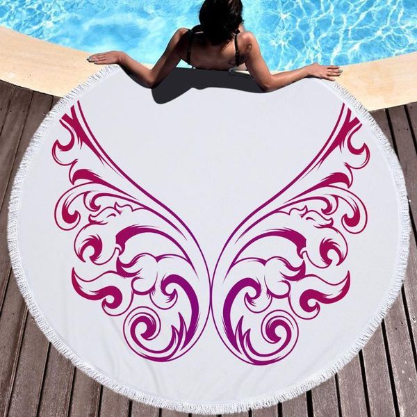 Almohadillas para exteriores 150 cm Borla Manta de playa gigante Picnic Colchoneta para acampar Toalla de playa de arena redonda Mantel impreso Cojín Calico Mujeres Chal Colchón