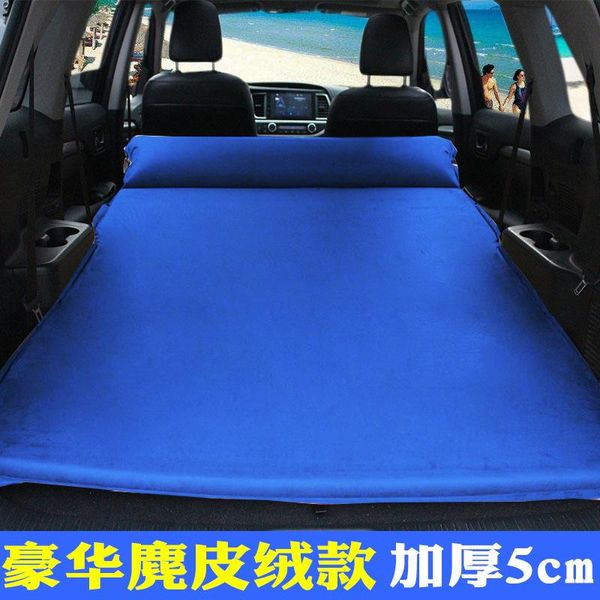 Almohadillas para exteriores 2 personas SUV Suede Colchón inflable automático Tronco Cojín de aire A bordo Autoconducción Viaje Coche Cama para dormir Tener colchoneta sexual