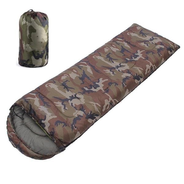 Coussinets d'extérieur Camping Camouflage Enveloppe Sac de couchage avec capuche Portable imperméable adulte couverture thermique chaude accessoire