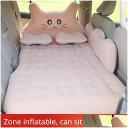 Coussins d'extérieur Lit gonflable de voiture Matelas de voyage pliable Coussin d'échappement arrière Coussin de siège Slee Drop Livraison Sports en plein air Cam Randonnée Dhc9B