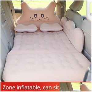 Coussins d'extérieur Lit gonflable de voiture Matelas de voyage pliable Coussin d'échappement arrière Coussin de siège Slee Drop Livraison Sports en plein air Cam Randonnée Dhc9B