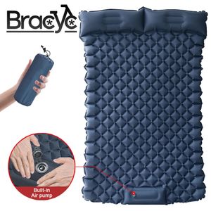 Outdoor Pads Dubbel slaapmatje voor kamperen Opblaasbaar matras met kussen Mat Bedkussen Ingebouwde pomp 2 personen Reizen Wandelen 231005