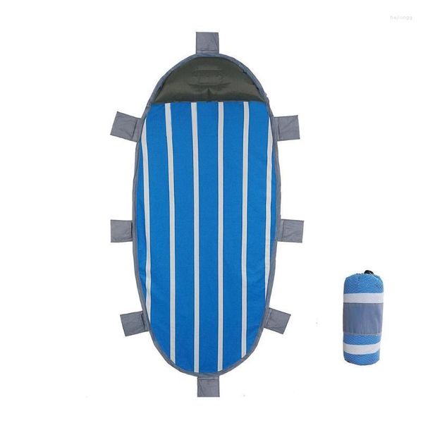 Tapis d'extérieur Mode Portable Pliant Résistant à l'humidité Rayé Impression Plage Bleu Mat Pique-nique