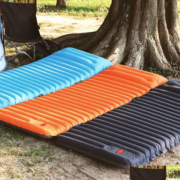 Almohadillas al aire libre Colchón inflable Cam Mat Mat plegable Picnic Manta Senderismo Cojín de aire Slee portátil con bolsa de almacenamiento Drop Entrega DHVEC