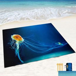 Tapis d'extérieur Tapis imperméable à l'eau Sable Couverture de plage Méduses de mer Pique-nique portable léger pour voyage Cam Randonnée Drop Livraison Spor Ottp2